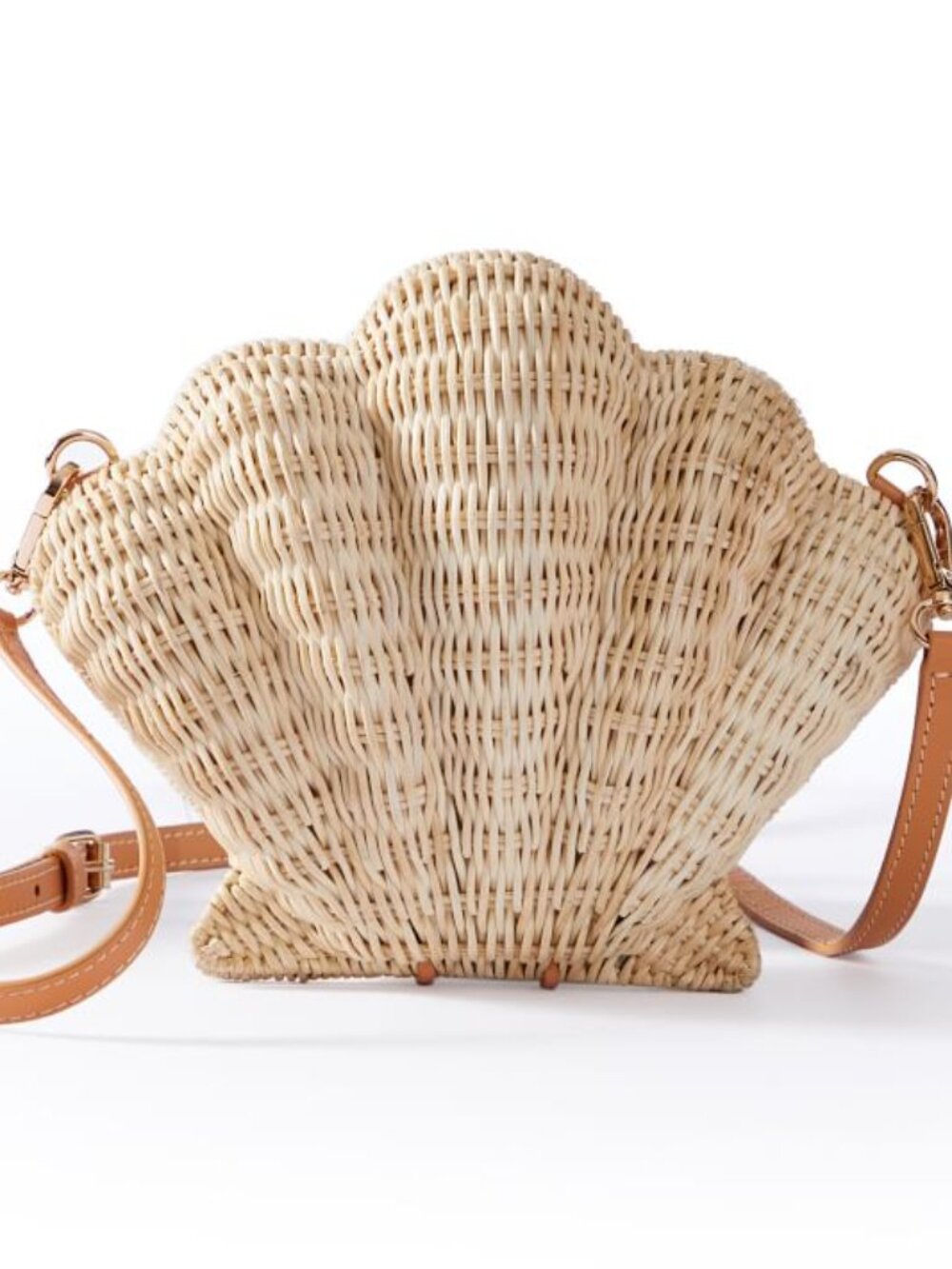 Mark & Graham Wicker Shell Clutch with Leather Removable Crossbody Strap